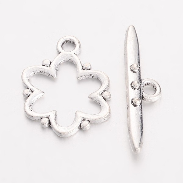 PandaHall Alloy Toggle Clasps, Lead Free and Cadmium Free, Antique Silver, Flower: 19x15x1.5mm, hole: 2mm. Bar: 24x6x4mm, hole: 2mm Alloy...
PandaHall Alloy Toggle Clasps, Lead Free and Cadmium Free, Antique Silver, Flower: 19x15x1.5mm, hole: 2mm. Bar: 24x6x4mm, hole: 2mm Alloy...