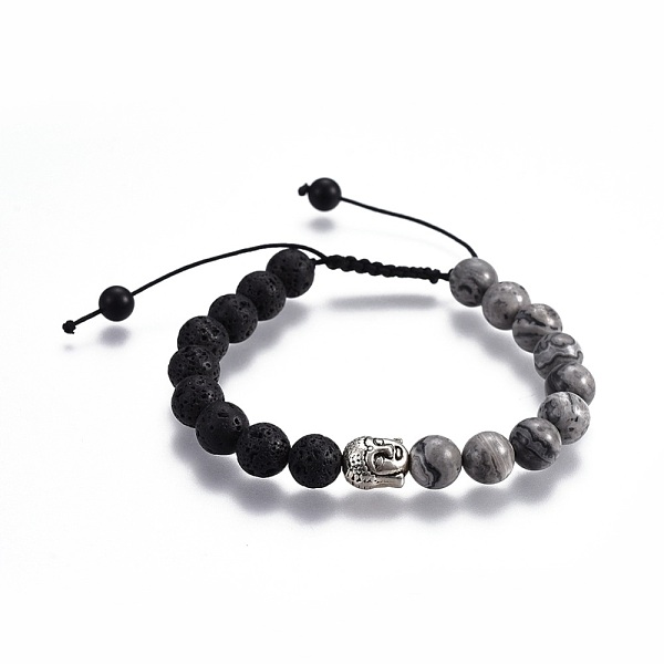 PandaHall Natural Lava Rock Braided Bead Bracelets, with Picasso Stone Beads, Natural Black Agate(Dyed) Beads, Alloy Finding, Buddha Head...
PandaHall Natural Lava Rock Braided Bead Bracelets, with Picasso Stone Beads, Natural Black Agate(Dyed) Beads, Alloy Finding, Buddha Head...