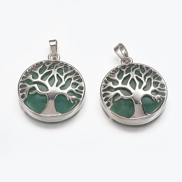 PandaHall Natural Green Aventurine Pendants, with Brass Finding, Flat Round with Tree of Life, Platinum, 31x27x6mm, Hole: 5x8mm Green...
PandaHall Natural Green Aventurine Pendants, with Brass Finding, Flat Round with Tree of Life, Platinum, 31x27x6mm, Hole: 5x8mm Green...