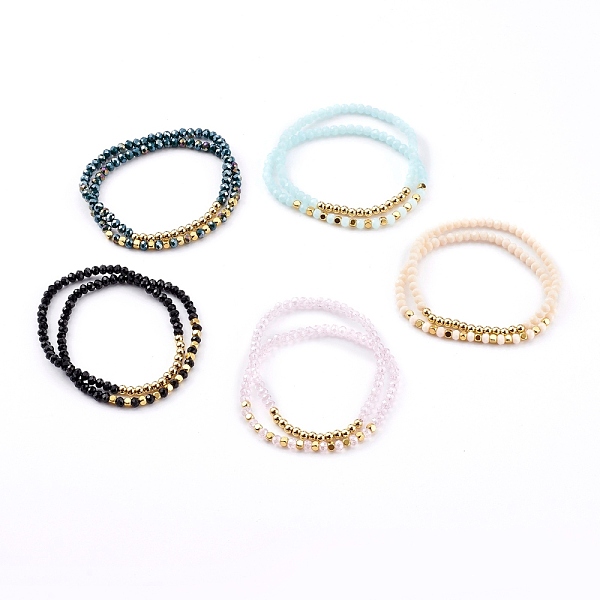 PandaHall Rondelle Opaque Glass Beaded Stackable Stretch Bracelets Set, with Brass Beads, Faceted, Golden, Mixed Color, Inner Diameter..., Multicolor
PandaHall Rondelle Opaque Glass Beaded Stackable Stretch Bracelets Set, with Brass Beads, Faceted, Golden, Mixed Color, Inner Diameter..., Multicolor