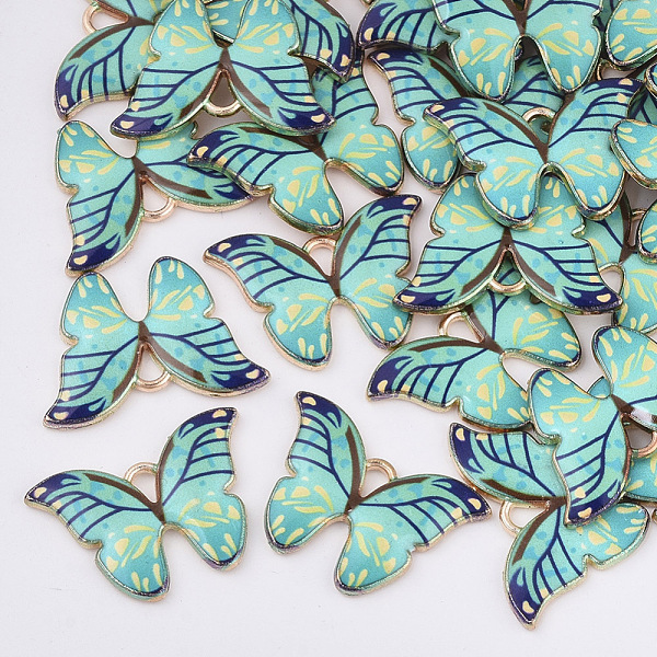 PandaHall Printed Alloy Pendants, with Enamel, Butterfly, Light Gold, Aquamarine, 15.5x22x2mm, Hole: 1.8mm Alloy+Enamel Butterfly Green
PandaHall Printed Alloy Pendants, with Enamel, Butterfly, Light Gold, Aquamarine, 15.5x22x2mm, Hole: 1.8mm Alloy+Enamel Butterfly Green