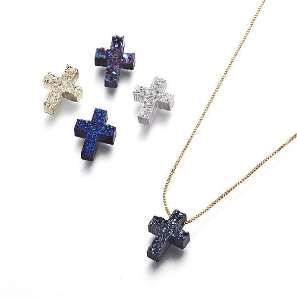 PandaHall Brass Pendant Necklaces, with Druzy Resin and Box Chains, Cross, Golden, Mixed Color, 17.71 inch(45cm), Pendant: 11.7x9x3~4mm..., Multicolor
PandaHall Brass Pendant Necklaces, with Druzy Resin and Box Chains, Cross, Golden, Mixed Color, 17.71 inch(45cm), Pendant: 11.7x9x3~4mm..., Multicolor