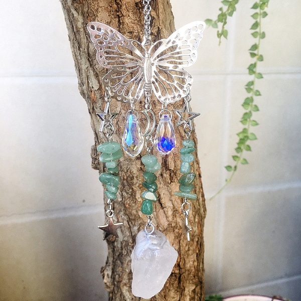PandaHall Metal Hollow Butterfly Hanging Ornaments, Natural Green Aventurine Chip and Glass Teardrop Tassel Suncatchers for Home Outdoor...
PandaHall Metal Hollow Butterfly Hanging Ornaments, Natural Green Aventurine Chip and Glass Teardrop Tassel Suncatchers for Home Outdoor...