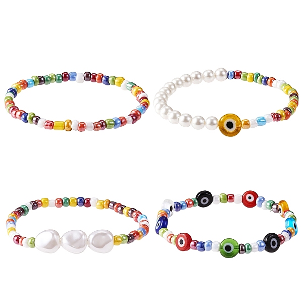 PandaHall 4Pcs 4 Style Shell Pearl & Glass Seed Beaded Stretch Bracelets Set with Evil Eye for Women, Mixed Color, Inner Diameter: 2 inch..., Multicolor
PandaHall 4Pcs 4 Style Shell Pearl & Glass Seed Beaded Stretch Bracelets Set with Evil Eye for Women, Mixed Color, Inner Diameter: 2 inch..., Multicolor
