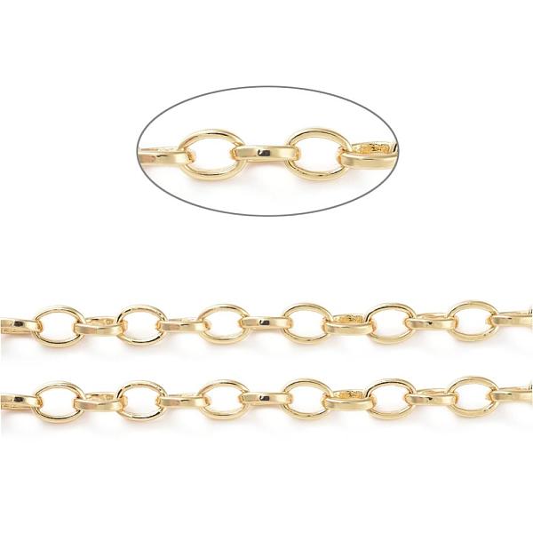 PandaHall Brass Cable Chains, Soldered, with Spool, Flat Oval, Long-Lasting Plated, Real 18K Gold Plated, 6x5x1.2mm, about 16.4 Feet...
PandaHall Brass Cable Chains, Soldered, with Spool, Flat Oval, Long-Lasting Plated, Real 18K Gold Plated, 6x5x1.2mm, about 16.4 Feet...