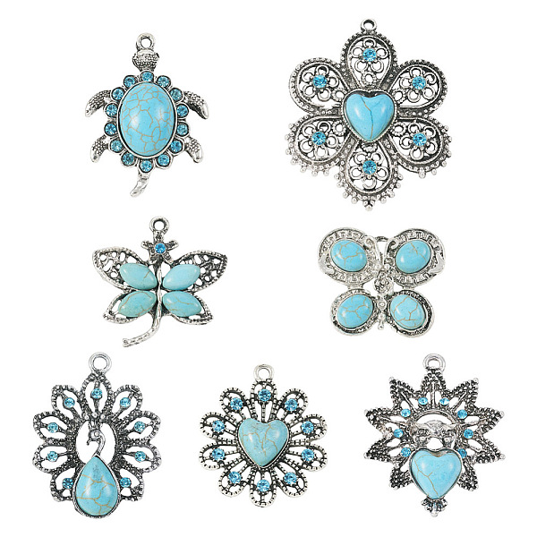 PandaHall 7Pcs 7 Style Alloy Pendants, with Synthetic Turquoise & Resin, Mixed Shapes, Antique Silver, 27.5~48x30~40.5x5.5~7mm, 1pc/style...
PandaHall 7Pcs 7 Style Alloy Pendants, with Synthetic Turquoise & Resin, Mixed Shapes, Antique Silver, 27.5~48x30~40.5x5.5~7mm, 1pc/style...