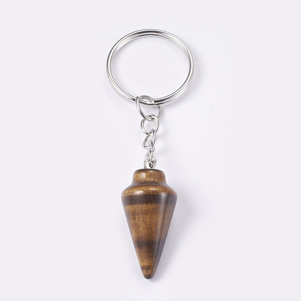 PandaHall Natural Tiger Eye Keychain, with Iron Key Rings, Platinum, 78mm, Pendant: 32x14mm Tiger Eye Cone
PandaHall Natural Tiger Eye Keychain, with Iron Key Rings, Platinum, 78mm, Pendant: 32x14mm Tiger Eye Cone