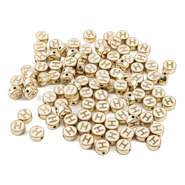 PandaHall (Defective Closeout Sale: Enamel Yellowing) Alloy Enamel Beads, Cadmium Free & Lead Free, Light Gold, Flat Round, Letter H, 8x4mm...
PandaHall (Defective Closeout Sale: Enamel Yellowing) Alloy Enamel Beads, Cadmium Free & Lead Free, Light Gold, Flat Round, Letter H, 8x4mm...
