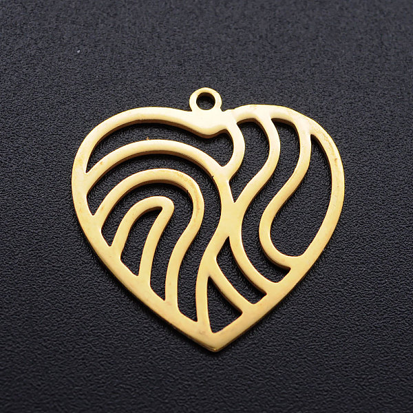 PandaHall 201 Stainless Steel Filigree Charms, Heart with Wavy, Golden, 22x22x1mm, Hole: 1.4mm 201 Stainless Steel Heart
PandaHall 201 Stainless Steel Filigree Charms, Heart with Wavy, Golden, 22x22x1mm, Hole: 1.4mm 201 Stainless Steel Heart