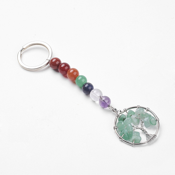PandaHall Gemstone and Natural Green Aventurine Chakra Keychain, with Alloy Key Rings and Brass Pendants, Ring with Tree of Life, Platinum...
PandaHall Gemstone and Natural Green Aventurine Chakra Keychain, with Alloy Key Rings and Brass Pendants, Ring with Tree of Life, Platinum...