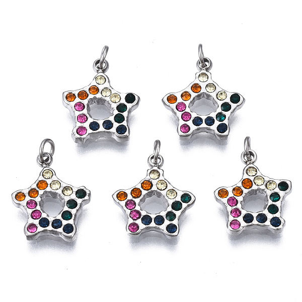 PandaHall 316 Surgical Stainless Steel Charms, with Jump Rings and Rhinestone, Star, Stainless Steel Color, 11x9x1.5mm, Hole: 1.6mm, Jump...
PandaHall 316 Surgical Stainless Steel Charms, with Jump Rings and Rhinestone, Star, Stainless Steel Color, 11x9x1.5mm, Hole: 1.6mm, Jump...