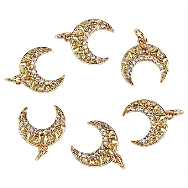 PandaHall 6Pcs Brass Clear Cubic Zirconia Pendants, with Jump Ring, Long-Lasting Plated, Moon, Real 18K Gold Plated, 14.5x14x2.5mm, Hole...
PandaHall 6Pcs Brass Clear Cubic Zirconia Pendants, with Jump Ring, Long-Lasting Plated, Moon, Real 18K Gold Plated, 14.5x14x2.5mm, Hole...
