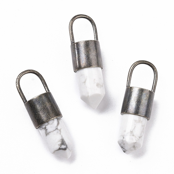 PandaHall Gemstone Pendant, with Eco-Friendly Brass, Lead Free & Cadmium Free, 42x12mm, Hole: 11.5x9mm Howlite Column
PandaHall Gemstone Pendant, with Eco-Friendly Brass, Lead Free & Cadmium Free, 42x12mm, Hole: 11.5x9mm Howlite Column