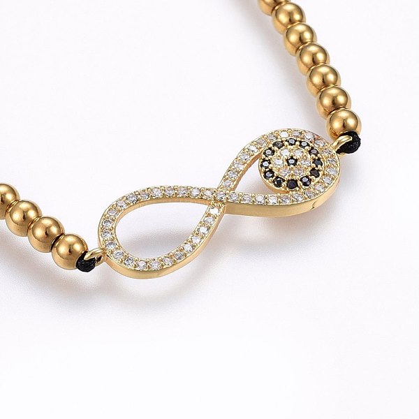 PandaHall Adjustable 304 Stainless Steel Braided Beaded Bracelets, with Nylon Cord and Brass Micro Pave Cubic Zirconia Links, Infinity...
PandaHall Adjustable 304 Stainless Steel Braided Beaded Bracelets, with Nylon Cord and Brass Micro Pave Cubic Zirconia Links, Infinity...