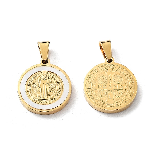 PandaHall 304 Stainless Steel Pendants, with Shell, Flat Round with Saint Benedict, Golden, 20x18x2.5mm, Hole: 6.5x4.5mm 304 Stainless Steel...
PandaHall 304 Stainless Steel Pendants, with Shell, Flat Round with Saint Benedict, Golden, 20x18x2.5mm, Hole: 6.5x4.5mm 304 Stainless Steel...
