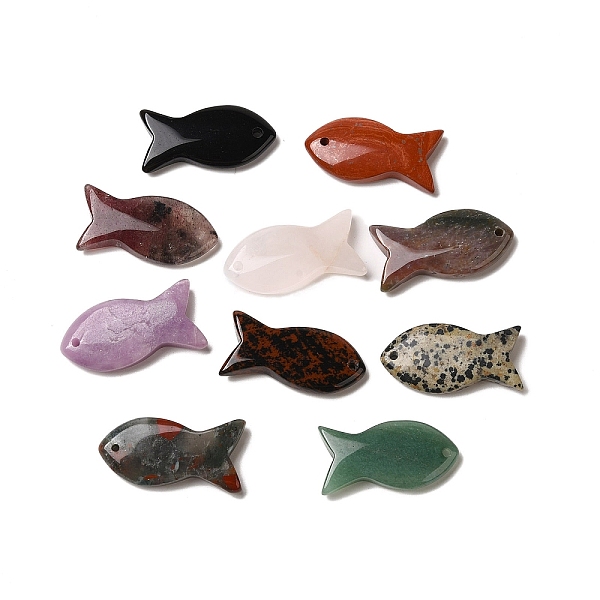 PandaHall Natural Mixed Gemstone Pendants, Fish Charms, 19.5~20x38~40x6~7mm, Hole: 2~2.5mm Mixed Stone Fish
PandaHall Natural Mixed Gemstone Pendants, Fish Charms, 19.5~20x38~40x6~7mm, Hole: 2~2.5mm Mixed Stone Fish