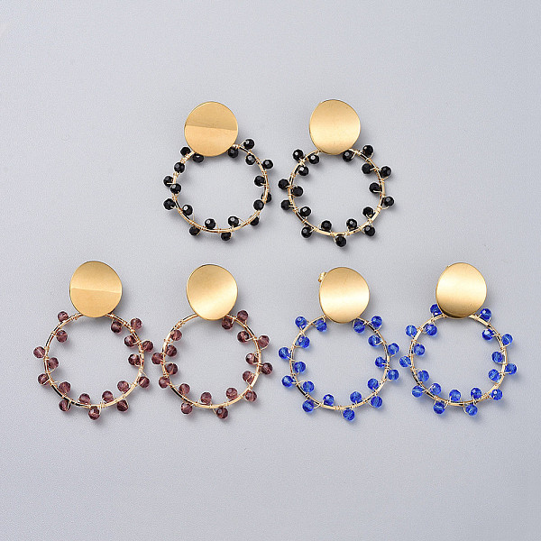 PandaHall Dangle Stud Earrings, with 304 Stainless Steel Stud Earrings Findings, Brass Linking Rings, Glass Beads and Earring Backs, Golden..., Multicolor
PandaHall Dangle Stud Earrings, with 304 Stainless Steel Stud Earrings Findings, Brass Linking Rings, Glass Beads and Earring Backs, Golden..., Multicolor