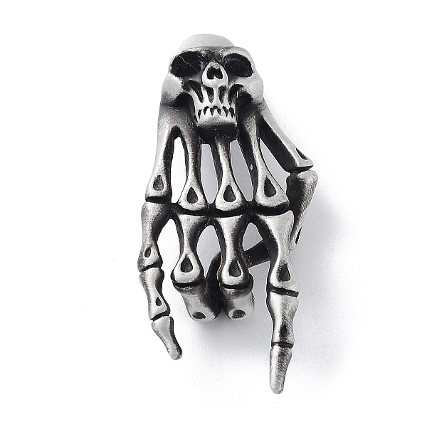 PandaHall Tibetan Style Alloy Big Pendant, Frosted, Skeleton Hand with Skull Charm, Antique Silver, 55x23.5x15mm, Hole: 3.2mm Alloy Skeleton 
PandaHall Tibetan Style Alloy Big Pendant, Frosted, Skeleton Hand with Skull Charm, Antique Silver, 55x23.5x15mm, Hole: 3.2mm Alloy Skeleton
