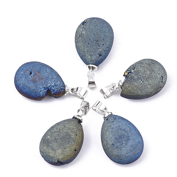 PandaHall Electroplate Natural Druzy Geode Agate Pendants, with Brass Findings, teardrop, Platinum, Steel Blue, 21~22x13.5x6.5~7mm, Hole...
PandaHall Electroplate Natural Druzy Geode Agate Pendants, with Brass Findings, teardrop, Platinum, Steel Blue, 21~22x13.5x6.5~7mm, Hole...