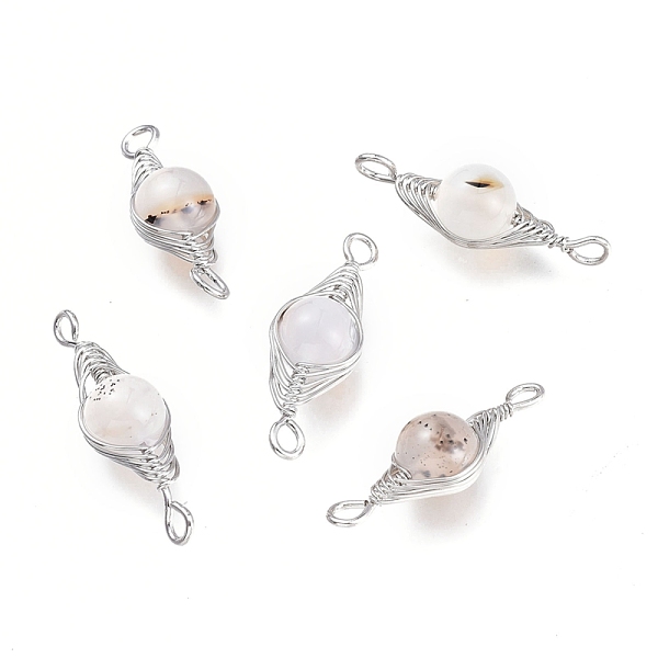 PandaHall Natural Agate Links Connectors, Wire Wrapped Links, with Platinum Tone Brass Wires, Round, Undyed, 34x11x10mm, Hole: 2.5mm Natural...
PandaHall Natural Agate Links Connectors, Wire Wrapped Links, with Platinum Tone Brass Wires, Round, Undyed, 34x11x10mm, Hole: 2.5mm Natural...