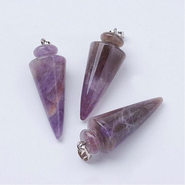 PandaHall Natural Amethyst Pendants, with Platinum Tone Brass Findings, Cone/Spike/Pendulum, 43~45x16mm, Hole: 5x7mm Amethyst Cone
PandaHall Natural Amethyst Pendants, with Platinum Tone Brass Findings, Cone/Spike/Pendulum, 43~45x16mm, Hole: 5x7mm Amethyst Cone