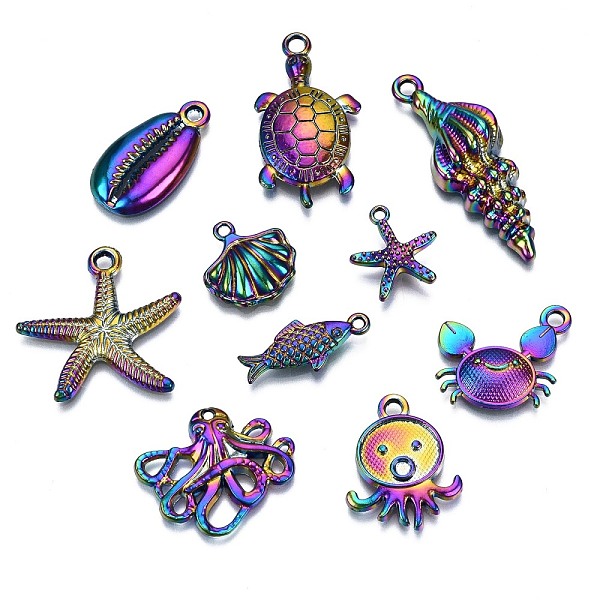 PandaHall Rainbow Color Alloy Pendants, Cadmium Free & Nickel Free & Lead Free, Marine Organism, 23x12.5x2mm, Hole: 2.5mm, 10pcs/set Alloy...
PandaHall Rainbow Color Alloy Pendants, Cadmium Free & Nickel Free & Lead Free, Marine Organism, 23x12.5x2mm, Hole: 2.5mm, 10pcs/set Alloy...
