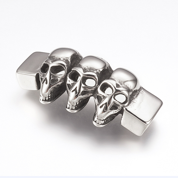 PandaHall 316 Surgical Stainless Steel Slide Charms, Three Skull, Antique Silver, 54x24x12mm, Hole: 6.5x12.5mm 316 Surgical Stainless Steel...
PandaHall 316 Surgical Stainless Steel Slide Charms, Three Skull, Antique Silver, 54x24x12mm, Hole: 6.5x12.5mm 316 Surgical Stainless Steel...