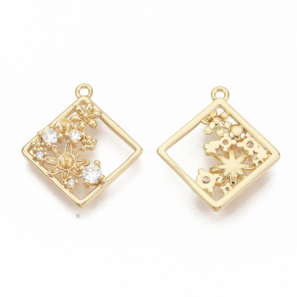 PandaHall Brass Micro Pave Clear Cubic Zirconia Peg Bails Pendants, for Half Drilled Beads, Nickel Free, Real 18K Gold Plated, Rhombus with...
PandaHall Brass Micro Pave Clear Cubic Zirconia Peg Bails Pendants, for Half Drilled Beads, Nickel Free, Real 18K Gold Plated, Rhombus with...