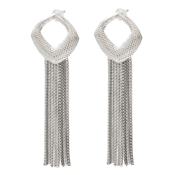 PandaHall Hollow Rhombus Brass Stud Earrings, Chains Tassel Earrings, Long-Lasting Plated, Lead Free & Cadmium Free, Platinum, 68x21mm, Pin...
PandaHall Hollow Rhombus Brass Stud Earrings, Chains Tassel Earrings, Long-Lasting Plated, Lead Free & Cadmium Free, Platinum, 68x21mm, Pin...