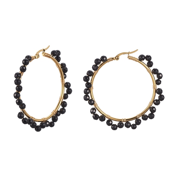 PandaHall 201 Stainless Steel Hoop Earrings, with Natural Black Agate and Cardboard Box, Ring, 52x4mm Black Agate Ring
PandaHall 201 Stainless Steel Hoop Earrings, with Natural Black Agate and Cardboard Box, Ring, 52x4mm Black Agate Ring