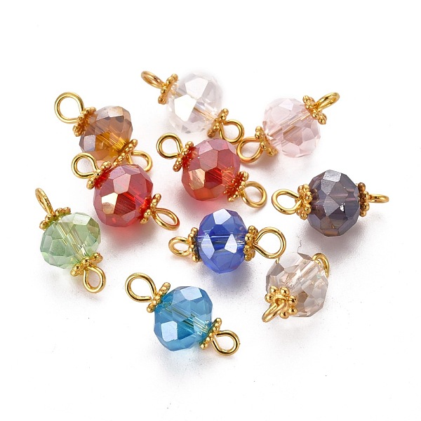 PandaHall Faceted Rondelle Glass Links Connectors, with Golden Plated Alloy and Brass Findings, Mixed Color, 14.5x7.7x7.7mm, Hole: 1.6~2.2mm..., Multicolor
PandaHall Faceted Rondelle Glass Links Connectors, with Golden Plated Alloy and Brass Findings, Mixed Color, 14.5x7.7x7.7mm, Hole: 1.6~2.2mm..., Multicolor