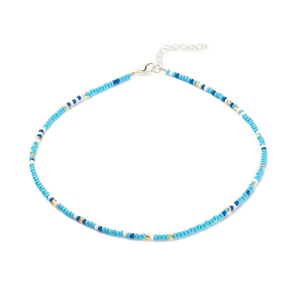 PandaHall Glass Seed Beaded Necklace, Summer Jewelry for Women, Sky Blue, 15.94 inch(40.5cm) Glass
PandaHall Glass Seed Beaded Necklace, Summer Jewelry for Women, Sky Blue, 15.94 inch(40.5cm) Glass