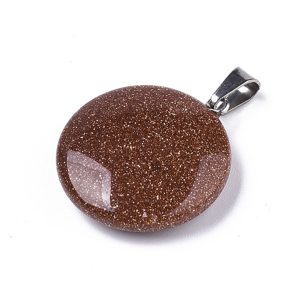 PandaHall Synthetic Goldstone Pendants, with Platinum Tone Brass Bails, Flat Round, 22~25x19~21x5~7mm, Hole: 3x6mm Goldstone Flat Round
PandaHall Synthetic Goldstone Pendants, with Platinum Tone Brass Bails, Flat Round, 22~25x19~21x5~7mm, Hole: 3x6mm Goldstone Flat Round