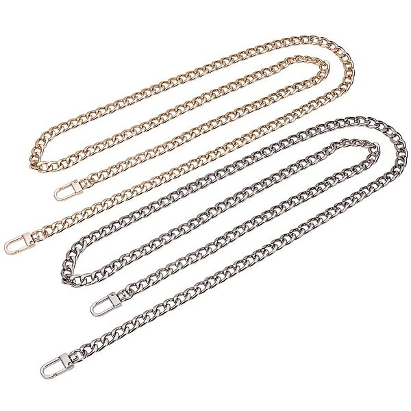 PandaHall Bag Strap Chains, Iron Curb Link Chains, with Swivel Lobster Claw Clasps, Platinum & Golden, 120x1cm Iron
PandaHall Bag Strap Chains, Iron Curb Link Chains, with Swivel Lobster Claw Clasps, Platinum & Golden, 120x1cm Iron