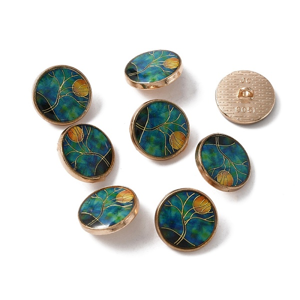 PandaHall Alloy Enamel Shank Buttons, Flat Round with Tree, Light Gold, Teal, 18x7~8mm, Hole: 2mm Alloy Flat Round Cyan
PandaHall Alloy Enamel Shank Buttons, Flat Round with Tree, Light Gold, Teal, 18x7~8mm, Hole: 2mm Alloy Flat Round Cyan