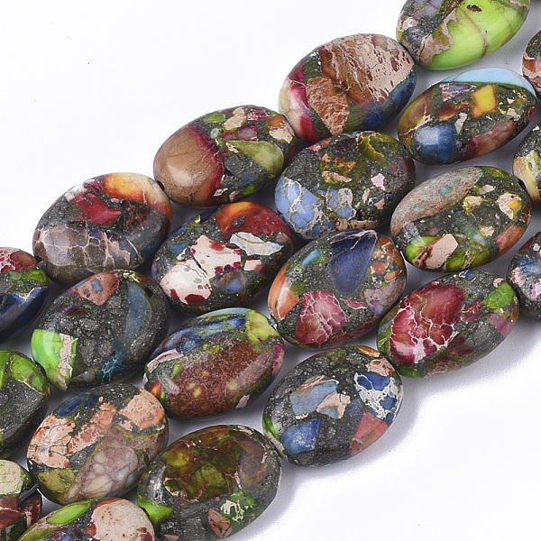 PandaHall Synthetic Imperial Jasper Beads Strands, Dyed, Oval, Colorful, 14x10x5mm, Hole: 1.2mm, about 28~30pcs/strand, 15.74 inch(40cm)...
PandaHall Synthetic Imperial Jasper Beads Strands, Dyed, Oval, Colorful, 14x10x5mm, Hole: 1.2mm, about 28~30pcs/strand, 15.74 inch(40cm)...