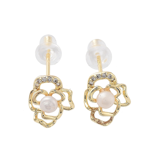 PandaHall Natural Pearl Flower Stud Earrings, Brass Micro Pave Cubic Zirconia Earrings with 925 Sterling Silver Pins, Real 14K Gold Plated..., White
PandaHall Natural Pearl Flower Stud Earrings, Brass Micro Pave Cubic Zirconia Earrings with 925 Sterling Silver Pins, Real 14K Gold Plated..., White