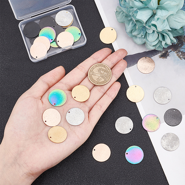 PandaHall Unicraftale 30 Pcs 5 Colors Vacuum Plating 304 Stainless Steel Textured Pendants, Flat Round, Mixed Color, 20x1mm, Hole: 1mm...
PandaHall Unicraftale 30 Pcs 5 Colors Vacuum Plating 304 Stainless Steel Textured Pendants, Flat Round, Mixed Color, 20x1mm, Hole: 1mm...