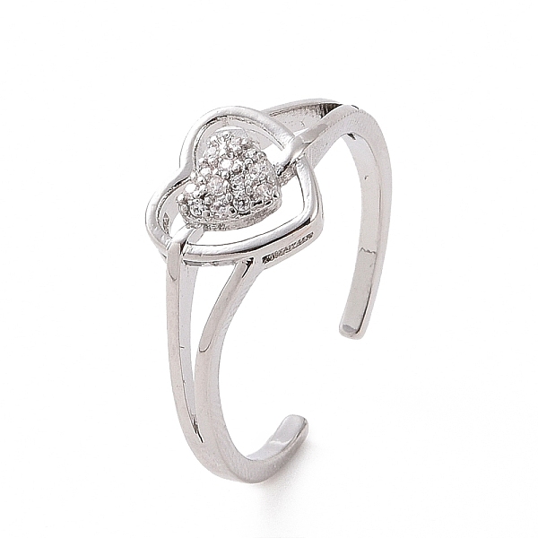 PandaHall Clear Cubic Zirconia Heart Open Cuff Ring, Brass Jewelry for Women, Platinum, Inner Diameter: 18mm Brass+Cubic Zirconia Clear
PandaHall Clear Cubic Zirconia Heart Open Cuff Ring, Brass Jewelry for Women, Platinum, Inner Diameter: 18mm Brass+Cubic Zirconia Clear