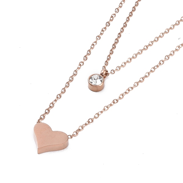PandaHall Ion Plating(IP) 304 Stainless Steel Cable Necklaces, Heart & Flat Round with Rhinestone Pendant Necklaces for Women, Rose Gold..., Clear
PandaHall Ion Plating(IP) 304 Stainless Steel Cable Necklaces, Heart & Flat Round with Rhinestone Pendant Necklaces for Women, Rose Gold..., Clear