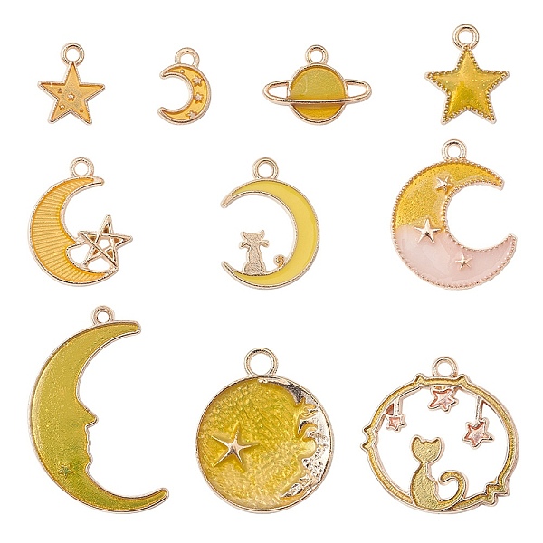 PandaHall 10Pcs 10 Style Alloy Enamel Pendants, Star & Moon, Mixed Color, 11.5~32x7.5~23.5x1.5~3mm, Hole: 1.4~3mm, 1pc/style Alloy+Enamel..., Multicolor
PandaHall 10Pcs 10 Style Alloy Enamel Pendants, Star & Moon, Mixed Color, 11.5~32x7.5~23.5x1.5~3mm, Hole: 1.4~3mm, 1pc/style Alloy+Enamel..., Multicolor