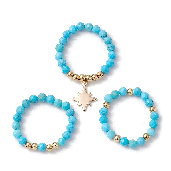 PandaHall 3Pcs 3 Styles Natural Magnesite Beaded Stretch Rings Set, Stackable Rings with Brass Star Charms, Inner Diameter: 21~22mm...
PandaHall 3Pcs 3 Styles Natural Magnesite Beaded Stretch Rings Set, Stackable Rings with Brass Star Charms, Inner Diameter: 21~22mm...