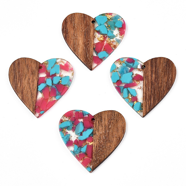 PandaHall Transparent Resin & Walnut Wood Pendants, with Gold Foil, Heart Charms, Camellia, 37x39x3mm, Hole: 2mm Resin+Wood Heart Pink
PandaHall Transparent Resin & Walnut Wood Pendants, with Gold Foil, Heart Charms, Camellia, 37x39x3mm, Hole: 2mm Resin+Wood Heart Pink