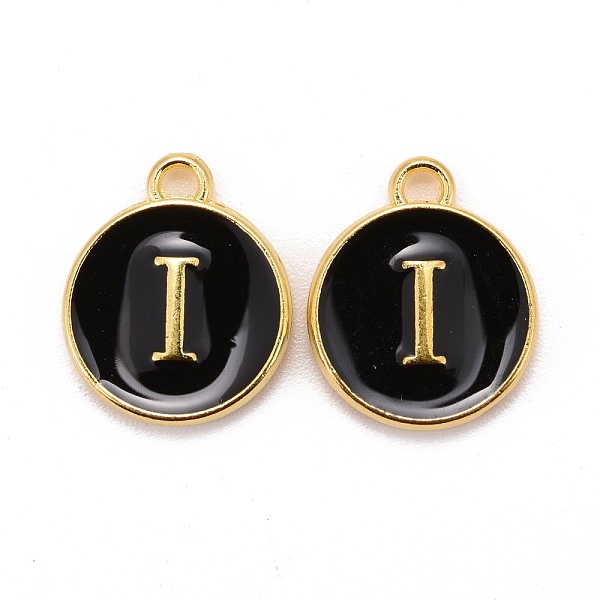 PandaHall Golden Plated Alloy Charms, Cadmium Free & Lead Free, with Enamel, Enamelled Sequins, Flat Round with Letter, Black, Letter.I...
PandaHall Golden Plated Alloy Charms, Cadmium Free & Lead Free, with Enamel, Enamelled Sequins, Flat Round with Letter, Black, Letter.I...