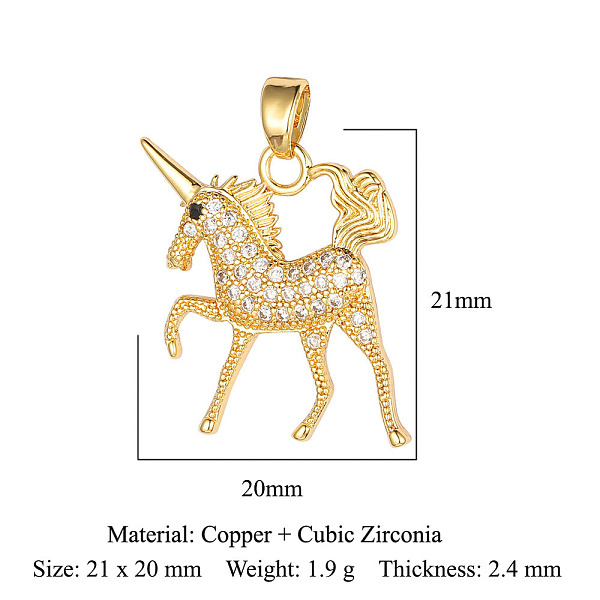 PandaHall Brass Micro Pave Cubic Zirconia Pendants, Unicorn Charms, Real 18K Gold Plated, 21x20x2.4mm Brass+Cubic Zirconia Unicorn Green
PandaHall Brass Micro Pave Cubic Zirconia Pendants, Unicorn Charms, Real 18K Gold Plated, 21x20x2.4mm Brass+Cubic Zirconia Unicorn Green