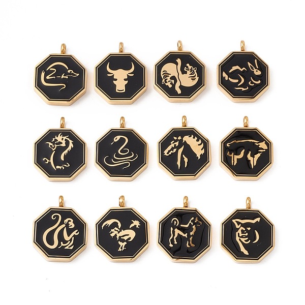 PandaHall Vacuum Plating 304 Stainless Steel Enamel Pendants, Octagon, Golden, Mixed Patterns, 31x25x4mm, Hole: 4mm 304 Stainless Steel..., Black
PandaHall Vacuum Plating 304 Stainless Steel Enamel Pendants, Octagon, Golden, Mixed Patterns, 31x25x4mm, Hole: 4mm 304 Stainless Steel..., Black