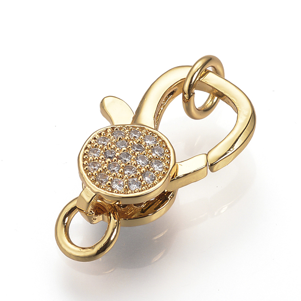 PandaHall Brass Micro Pave Cubic Zirconia Lobster Claw Clasps, Golden, 15~16x10~11x4.5mm, Hole: 3mm Brass+Cubic Zirconia Others
PandaHall Brass Micro Pave Cubic Zirconia Lobster Claw Clasps, Golden, 15~16x10~11x4.5mm, Hole: 3mm Brass+Cubic Zirconia Others