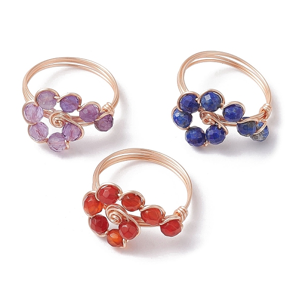 PandaHall 3Pcs 3 Style Natural Mixed Gemstone Braided Beaded Finger Rings Set, Golden Copper Wire Wrapped Stackable Rings, Inner Diameter...
PandaHall 3Pcs 3 Style Natural Mixed Gemstone Braided Beaded Finger Rings Set, Golden Copper Wire Wrapped Stackable Rings, Inner Diameter...