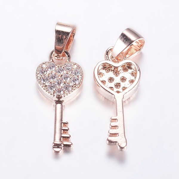 PandaHall Long-Lasting Plated Brass Micro Pave Cubic Zirconia Pendants, Heart Key, Real Rose Gold Plated, 18x7x2.5mm, Hole: 3.5mm..., Clear
PandaHall Long-Lasting Plated Brass Micro Pave Cubic Zirconia Pendants, Heart Key, Real Rose Gold Plated, 18x7x2.5mm, Hole: 3.5mm..., Clear