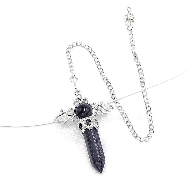 PandaHall Synthetic Blue Goldstone Dowsing Pendulum Big Pendants, with Platinum Plated Metal Findings, Hexagonal Angel Scepter Charm, 320mm...
PandaHall Synthetic Blue Goldstone Dowsing Pendulum Big Pendants, with Platinum Plated Metal Findings, Hexagonal Angel Scepter Charm, 320mm...